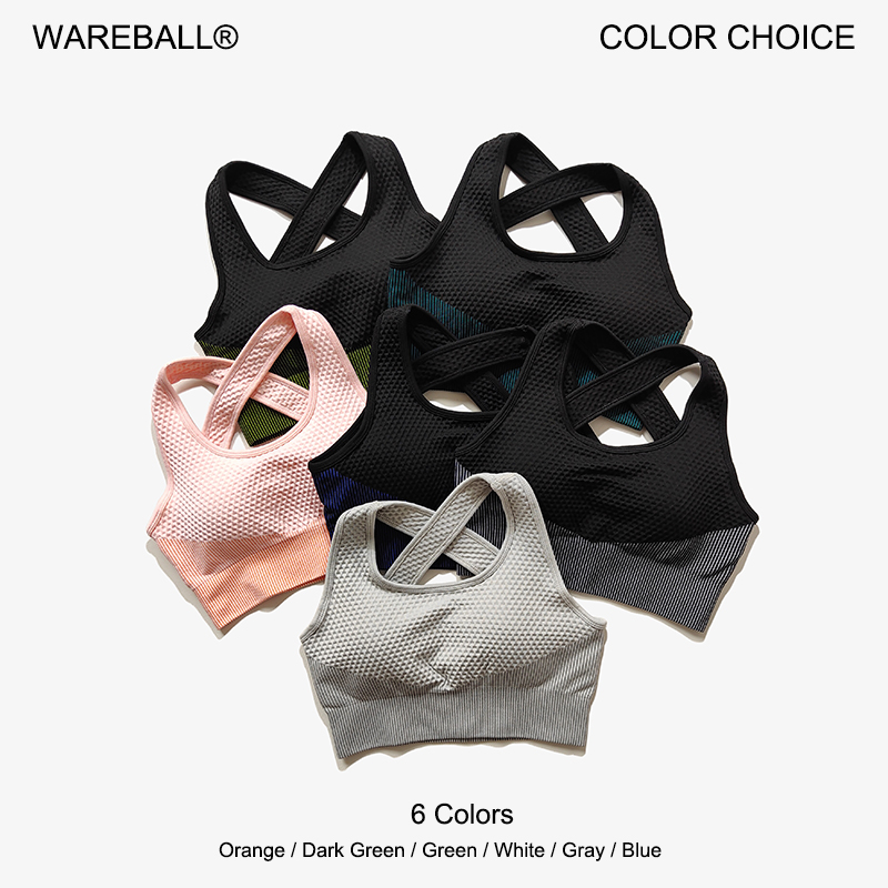 Sports Bra Racerback - WAREBALL 6-Farben-Yoga-Sport-BH, sexy Rücken, gepolstert, Kreuzträger,