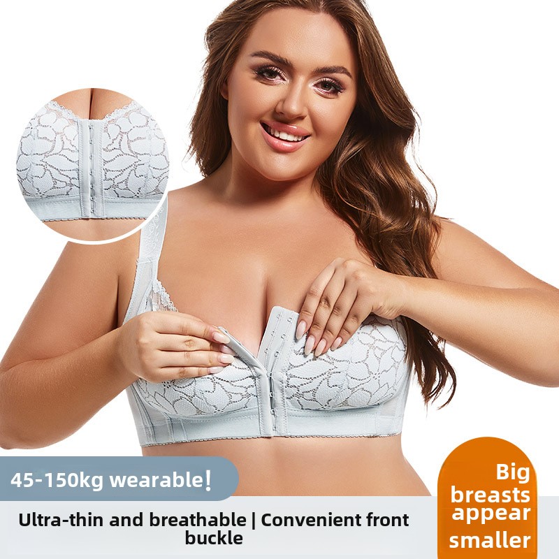 Plunge Bra Push Up - Damen Übergrößen-Spitzenunterwäsche mit Vorderverschluss, Leichtes Design